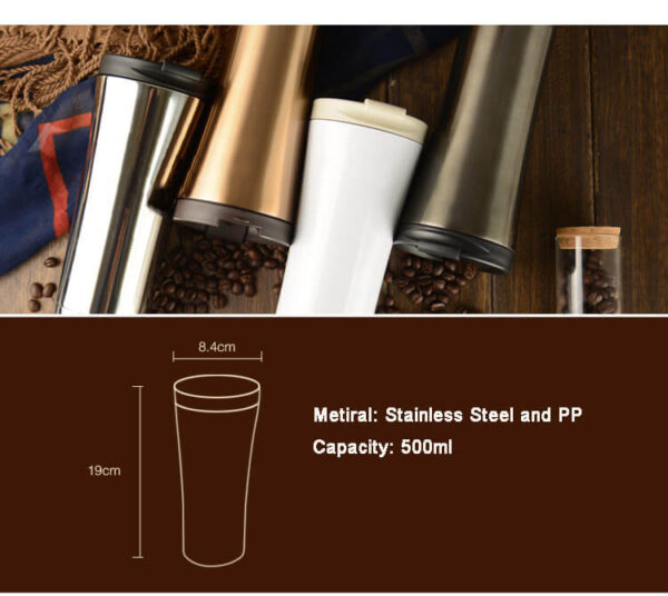 Stainless Steel Coffee Mugs 500ML- Double Wall - Image 4