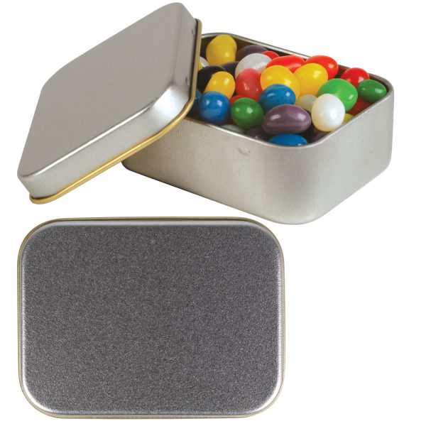 Assorted Colour Mini Jelly Beans in Silver Rectangular Tin - Image 2