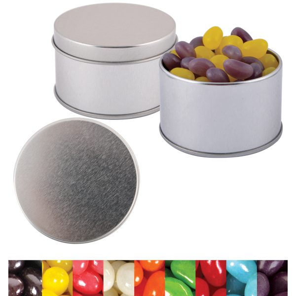 Corporate Colour Mini Jelly Beans in Silver Round Tin - Image 2