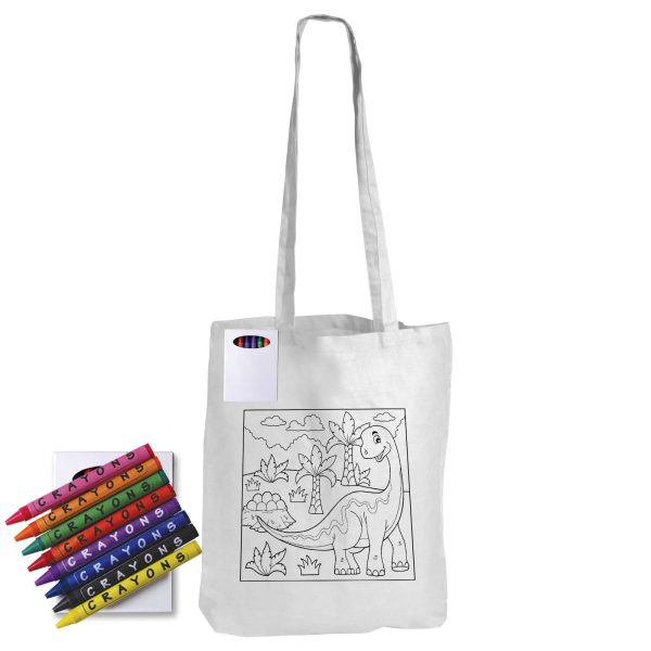 Colouring Long Handle Cotton Bag & Crayons - Image 5