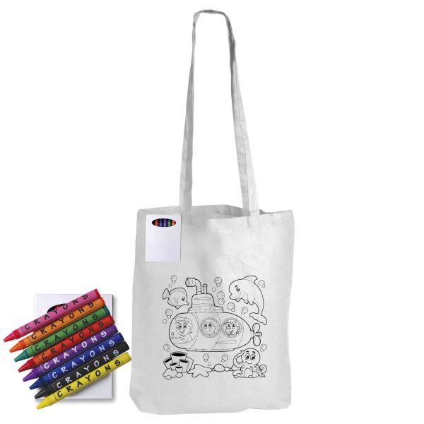 Colouring Long Handle Cotton Bag & Crayons - Image 7