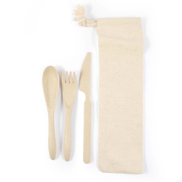 Delish Eco Cutlery Set in Calico Pouch - Image 2