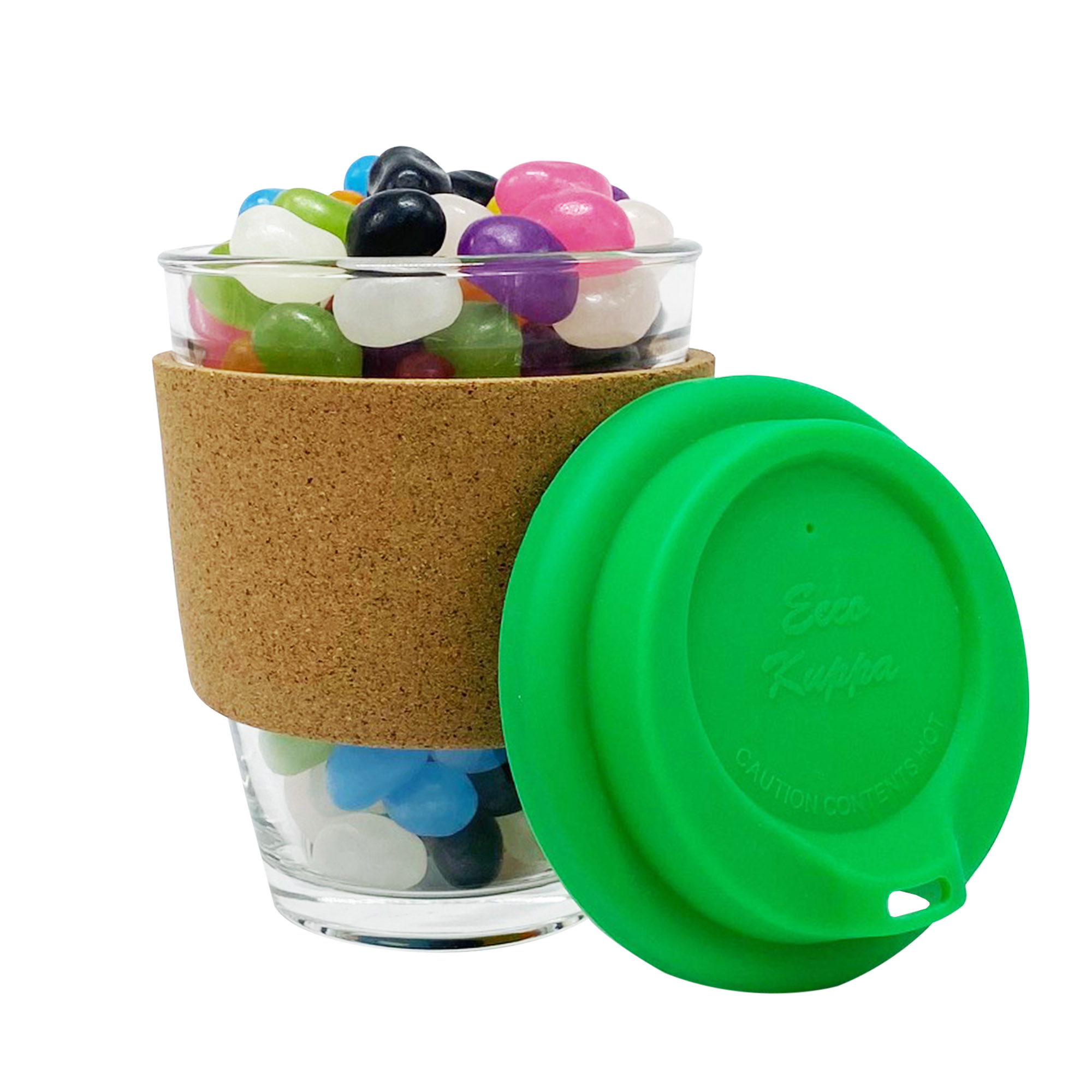 Jelly Bean In Cork Band Glass Coffee Cup