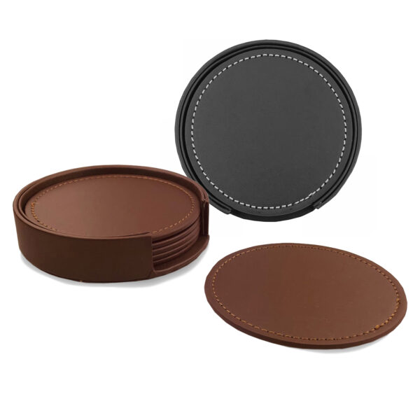 Franklin Leather Coaster Set of 6 - Image 2