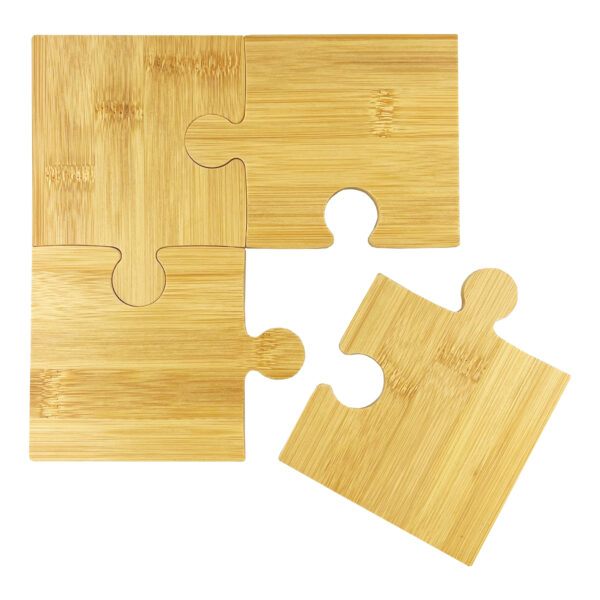 Puzzle Bamboo Coaster Set - Image 3