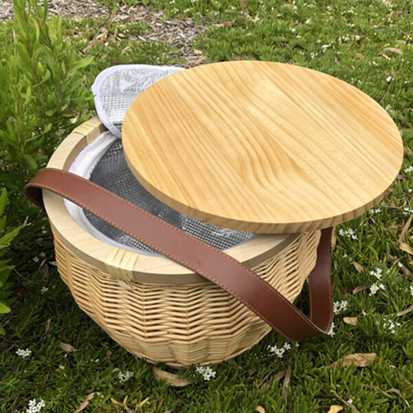 Scotch Wicker Picnic Cooler Basket Round - Image 3