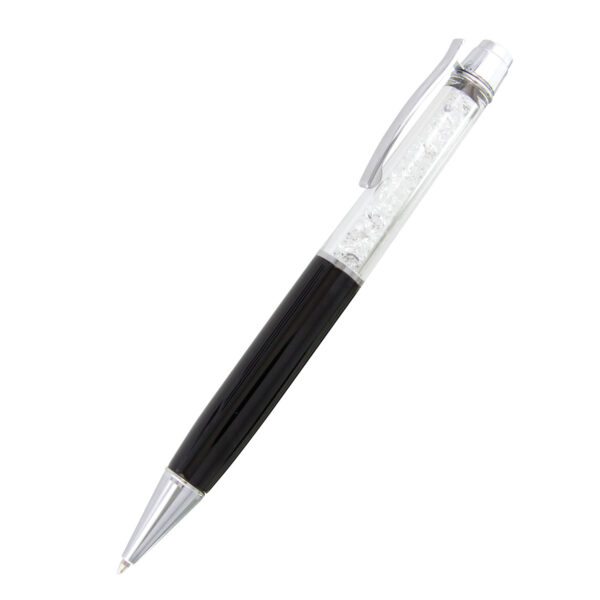 Pen metal with crystals inside barrel Crystal