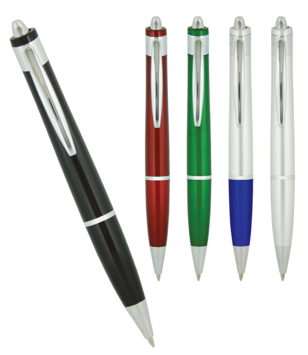 Plastic pen with push action colourful barrel parker style refill Munich