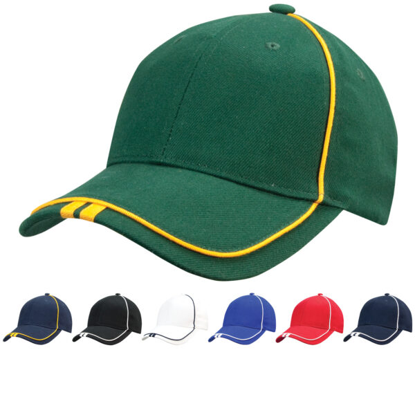 Cap heavy brushed cotton with contrast stripe on peak  hat Trick