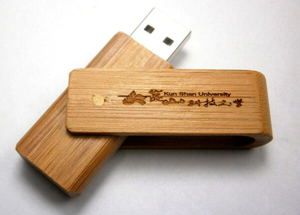 USB swivel design made from bamboo ( factory direct MOQ )