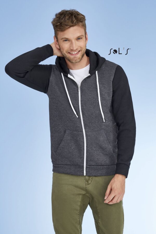 Hoodie with zippered front UNISEX fleece lining SILVER