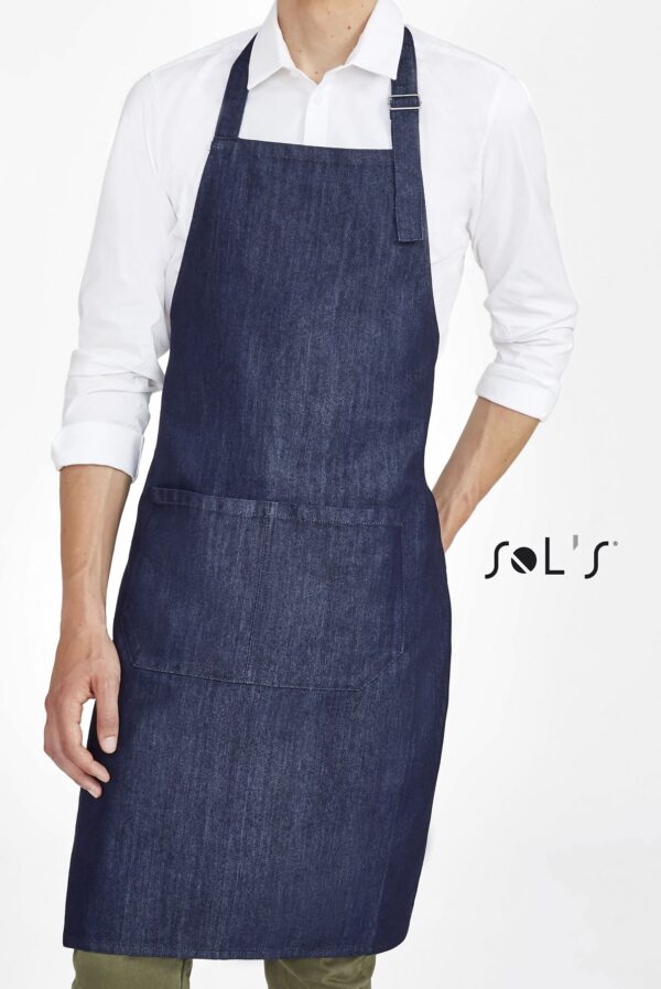 APRON made from denim with pocket