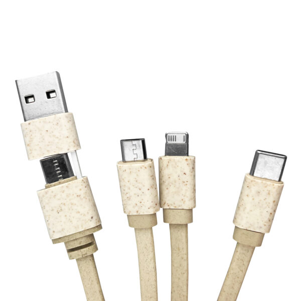 Square Bamboo Charging Cable Key Ring - Image 4