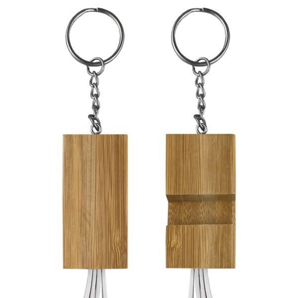 Phone Stand Bamboo Charging Cable Key Ring - Image 3