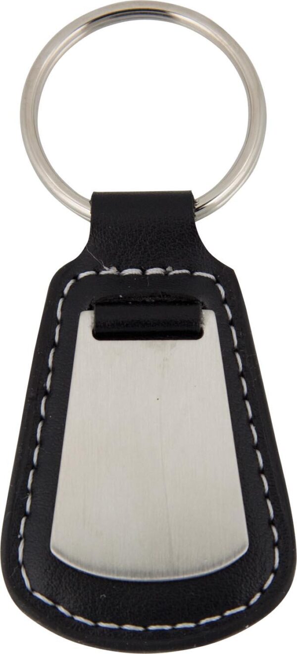 keyring imitation leather with matt chrome inlay Max