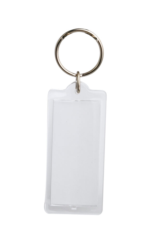 Key ring clear with rectangular insert