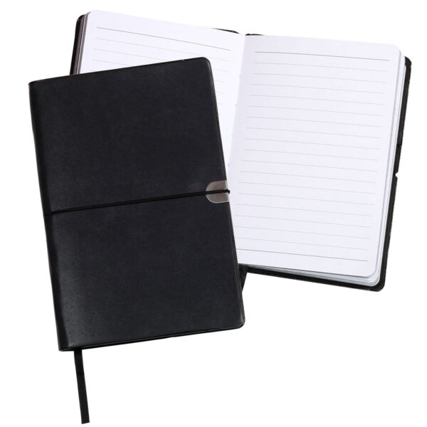 Notebook A5 size - leather look bookmark and elastic closure 112 pages