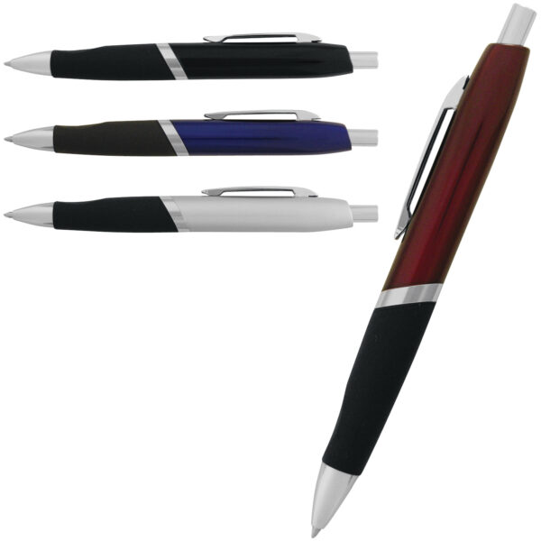 Pen METAL  with coloured barrel and black rubber grip Luxor